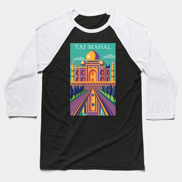 A Vintage Travel Art of the Taj Mahal in Agra - India Baseball T-Shirt by goodoldvintage